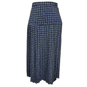 Vintage Sassco Kasper Pleated‎ Midi Skirt Geometric Blue Black Size 14